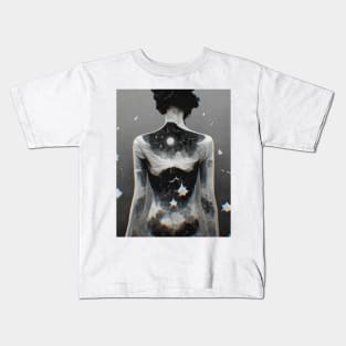 STARGIRL Celestial Double Exposure Digital Painting Kids T-Shirt